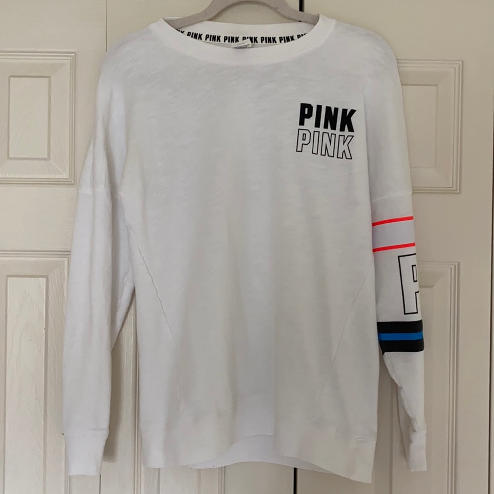 White PINK long sleeve t shirt